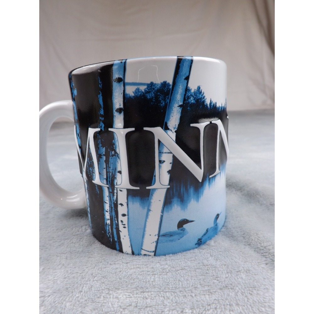 Minnesota‎ Coffee Mug Wildlife Nature Moose Ducks Trees Blue/Black/White